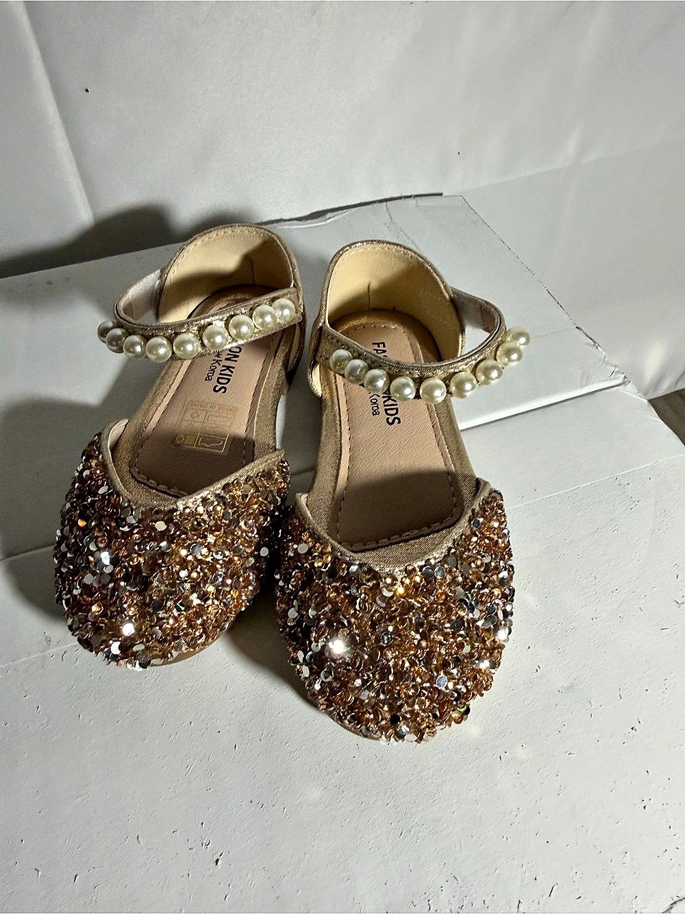 Fashion Kids Embellished Dress Shoes Brown & Gold